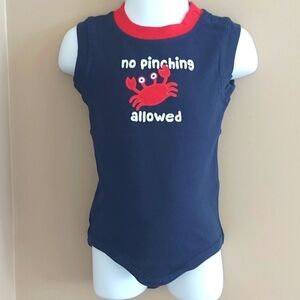 Gymboree tank bodysuit onesie No Pinching Allowed Crab 🦀- navy blue - 6-12mos